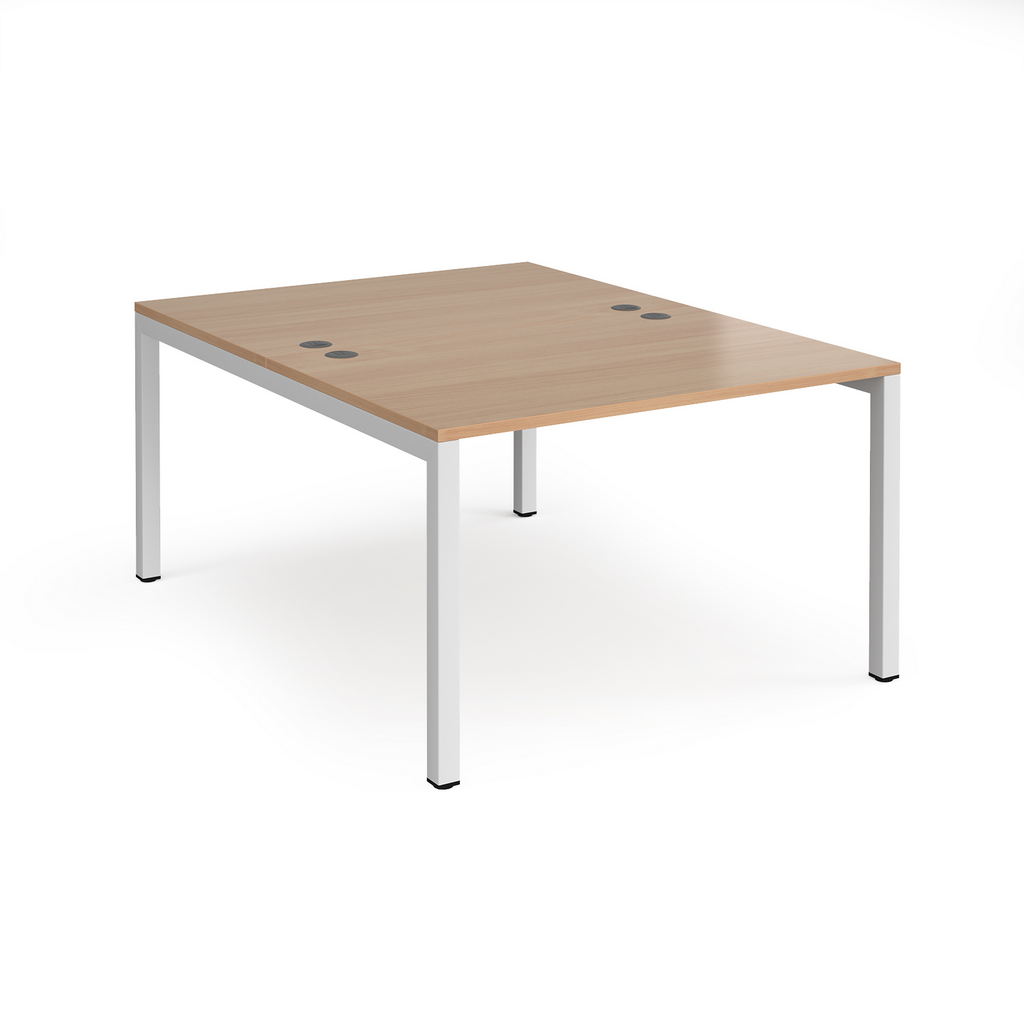 Picture of Connex back to back desks 1200mm x 1600mm - white frame, beech top