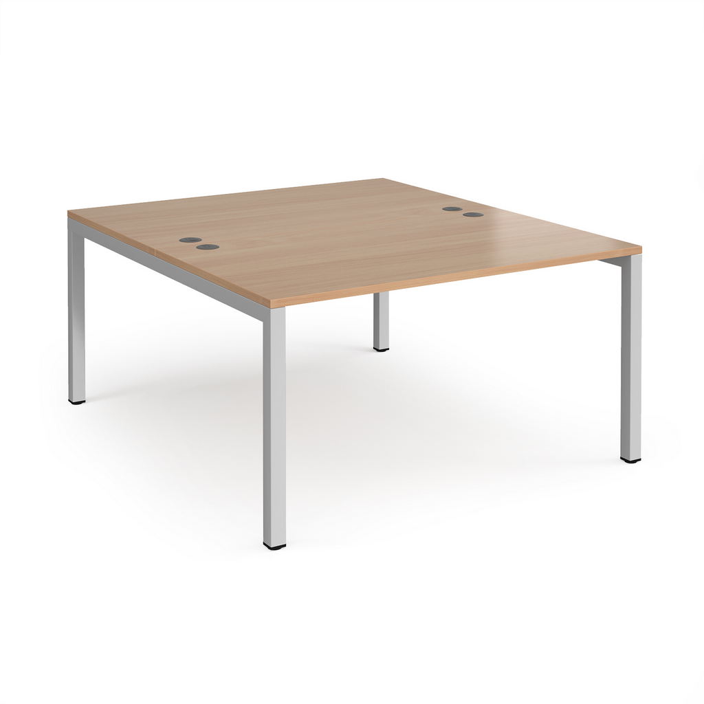 Picture of Connex back to back desks 1400mm x 1600mm - silver frame, beech top