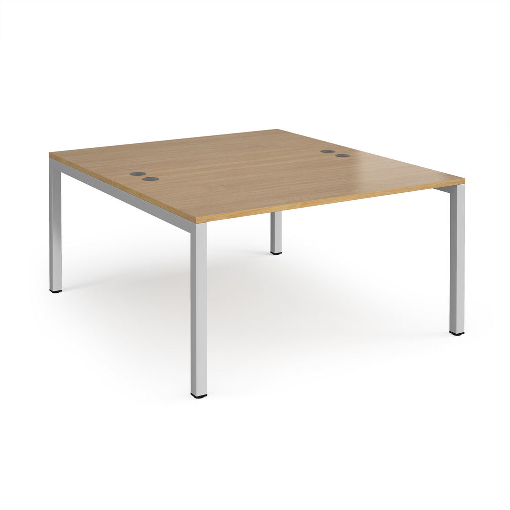 Picture of Connex starter units back to back 1400mm x 1600mm - silver frame, oak top