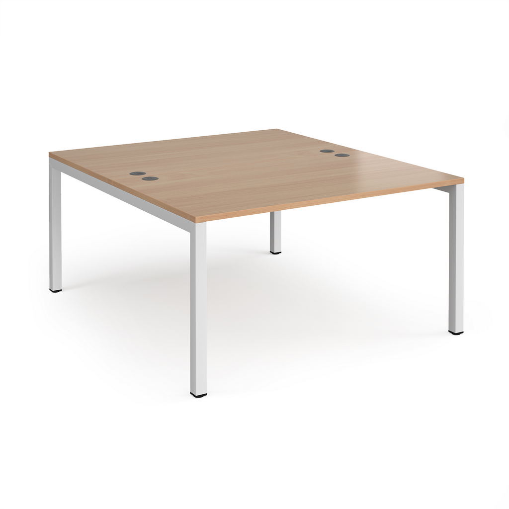 Picture of Connex back to back desks 1400mm x 1600mm - white frame, beech top