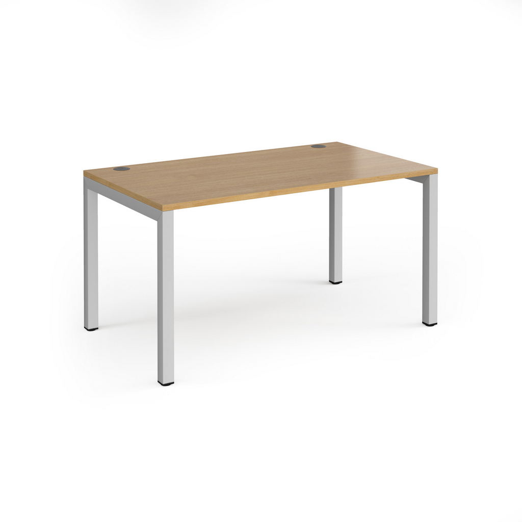 Picture of Connex single desk 1400mm x 800mm - silver frame, oak top