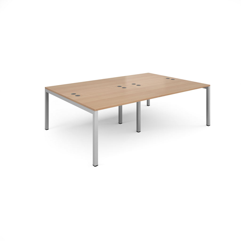 Picture of Connex double back to back desks 2400mm x 1600mm - silver frame, beech top