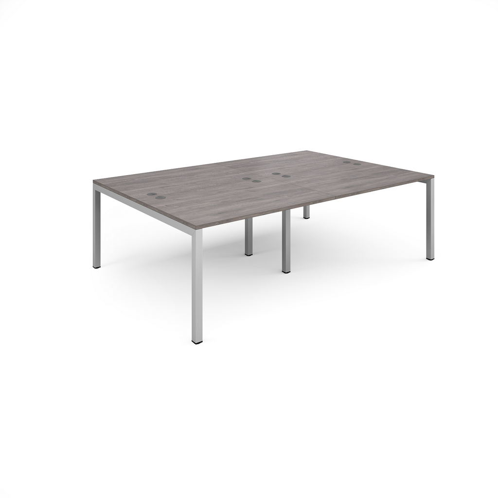 Picture of Connex double back to back desks 2400mm x 1600mm - silver frame, grey oak top