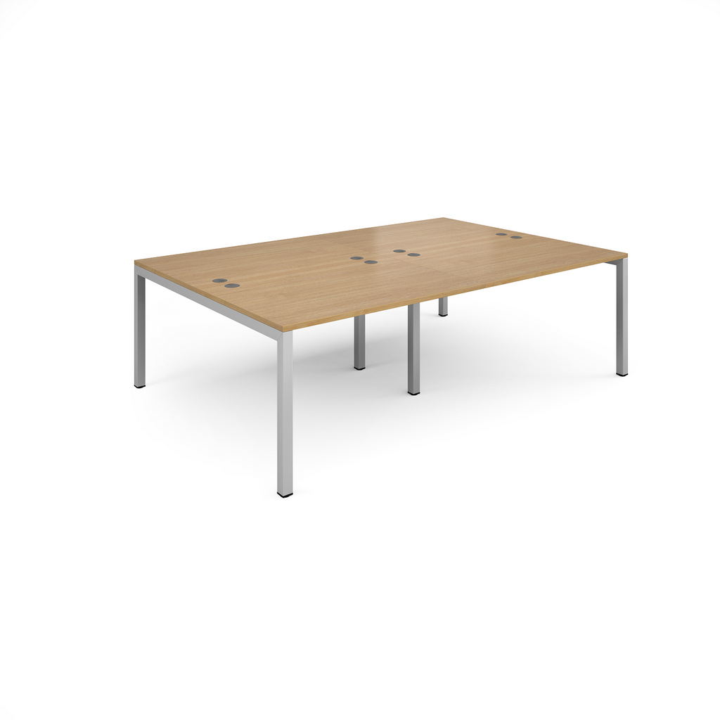 Picture of Connex double back to back desks 2400mm x 1600mm - silver frame, oak top