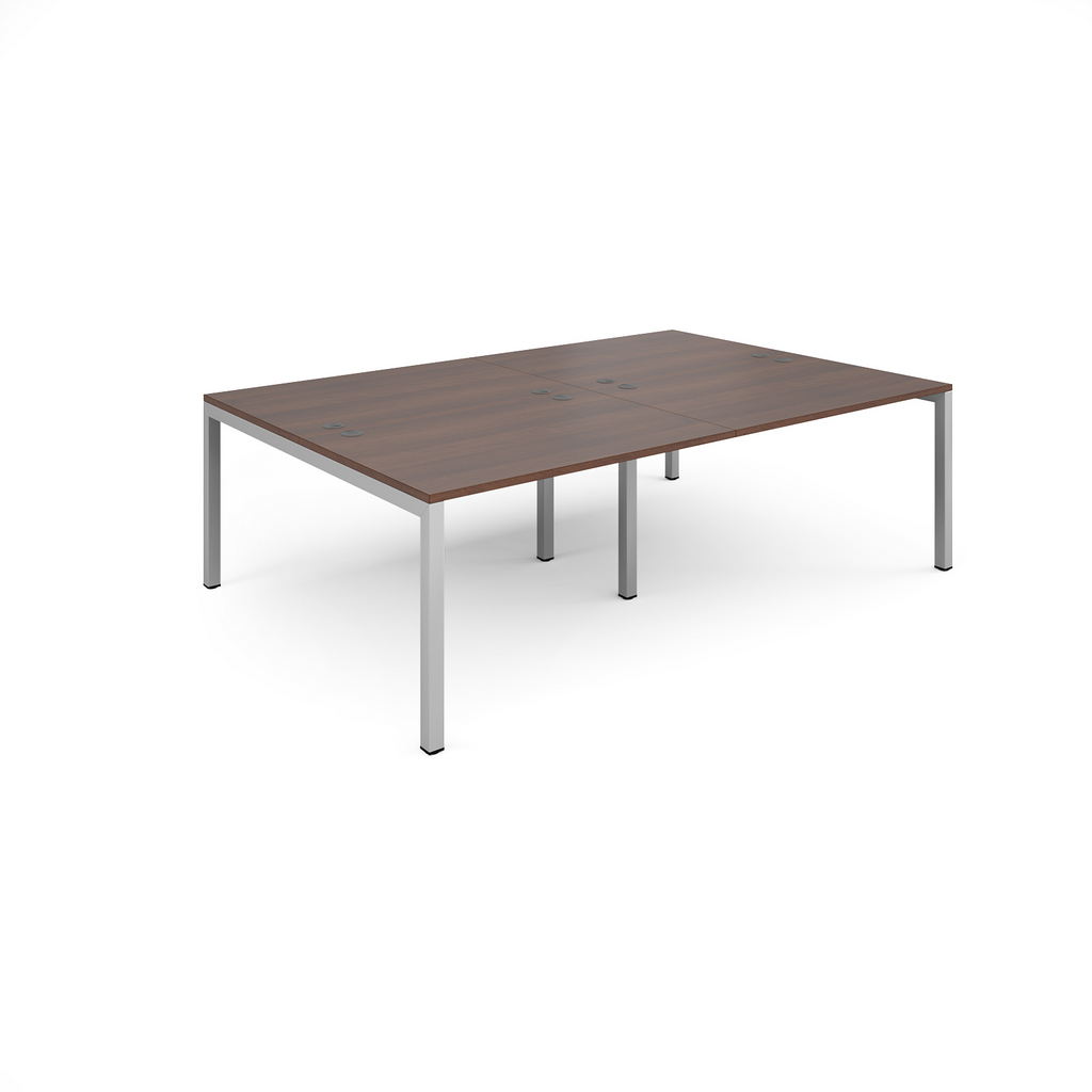 Picture of Connex double back to back desks 2400mm x 1600mm - silver frame, walnut top