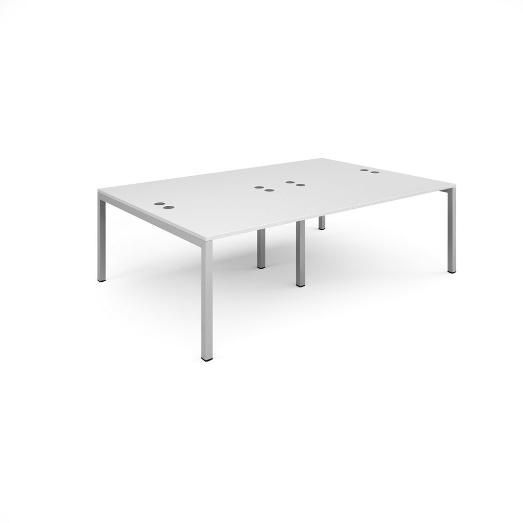 Picture of Connex double back to back desks 2400mm x 1600mm - silver frame, white top