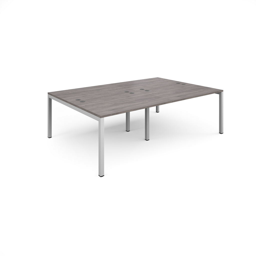 Picture of Connex double back to back desks 2400mm x 1600mm - white frame, grey oak top