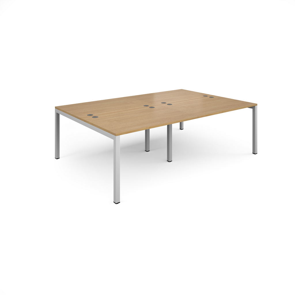 Picture of Connex double back to back desks 2400mm x 1600mm - white frame, oak top