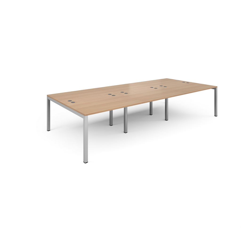 Picture of Connex triple back to back desks 3600mm x 1600mm - silver frame, beech top
