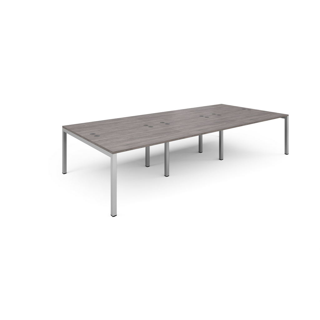 Picture of Connex triple back to back desks 3600mm x 1600mm - silver frame, grey oak top