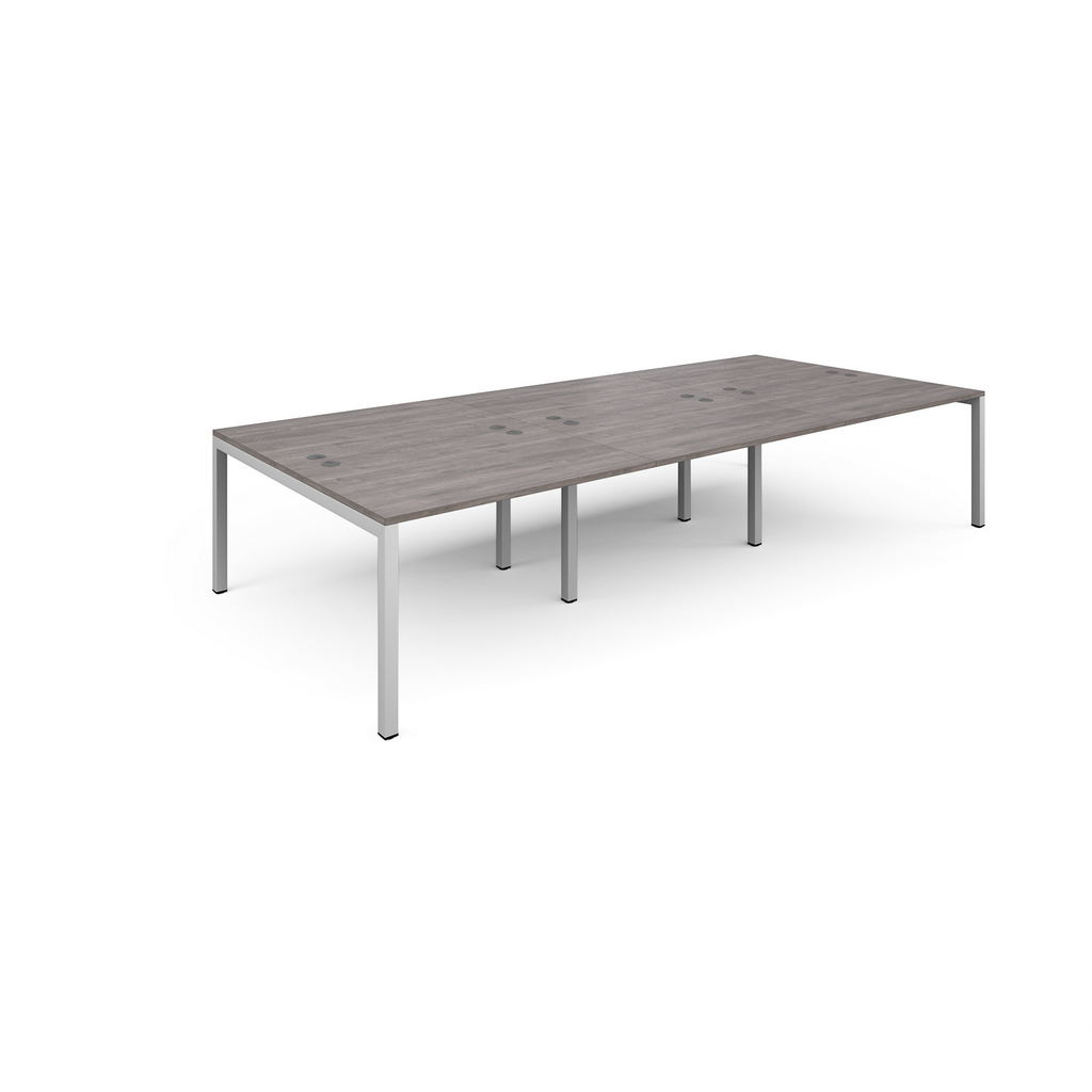 Picture of Connex triple back to back desks 3600mm x 1600mm - white frame, grey oak top