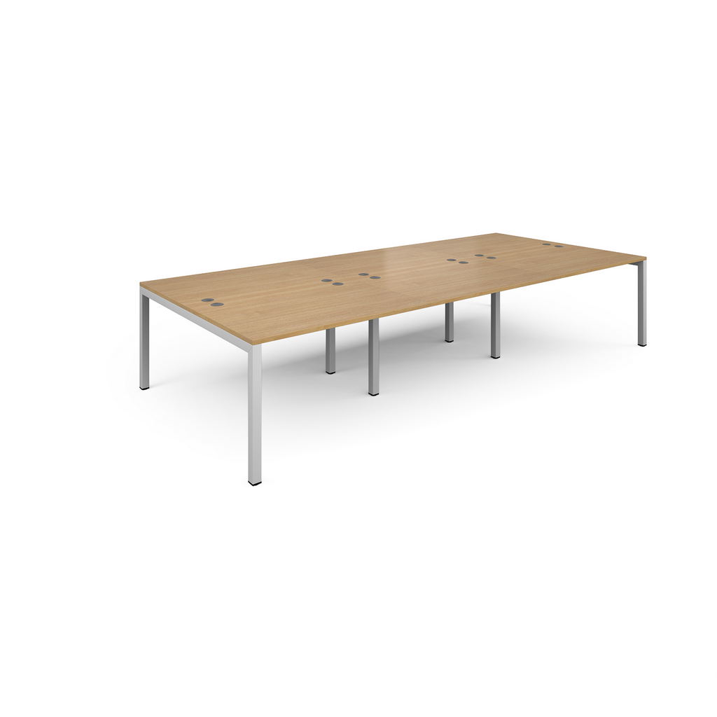 Picture of Connex triple back to back desks 3600mm x 1600mm - white frame, oak top