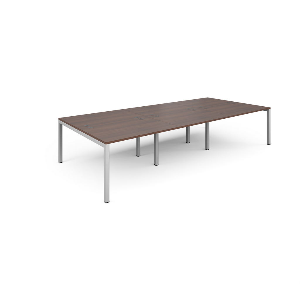 Picture of Connex triple back to back desks 3600mm x 1600mm - white frame, walnut top