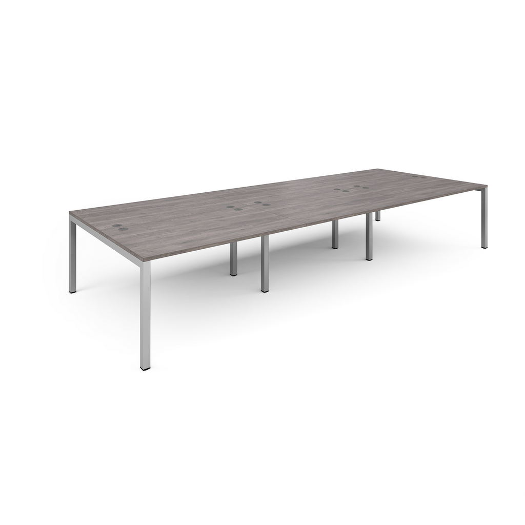 Picture of Connex triple back to back desks 4200mm x 1600mm - silver frame, grey oak top