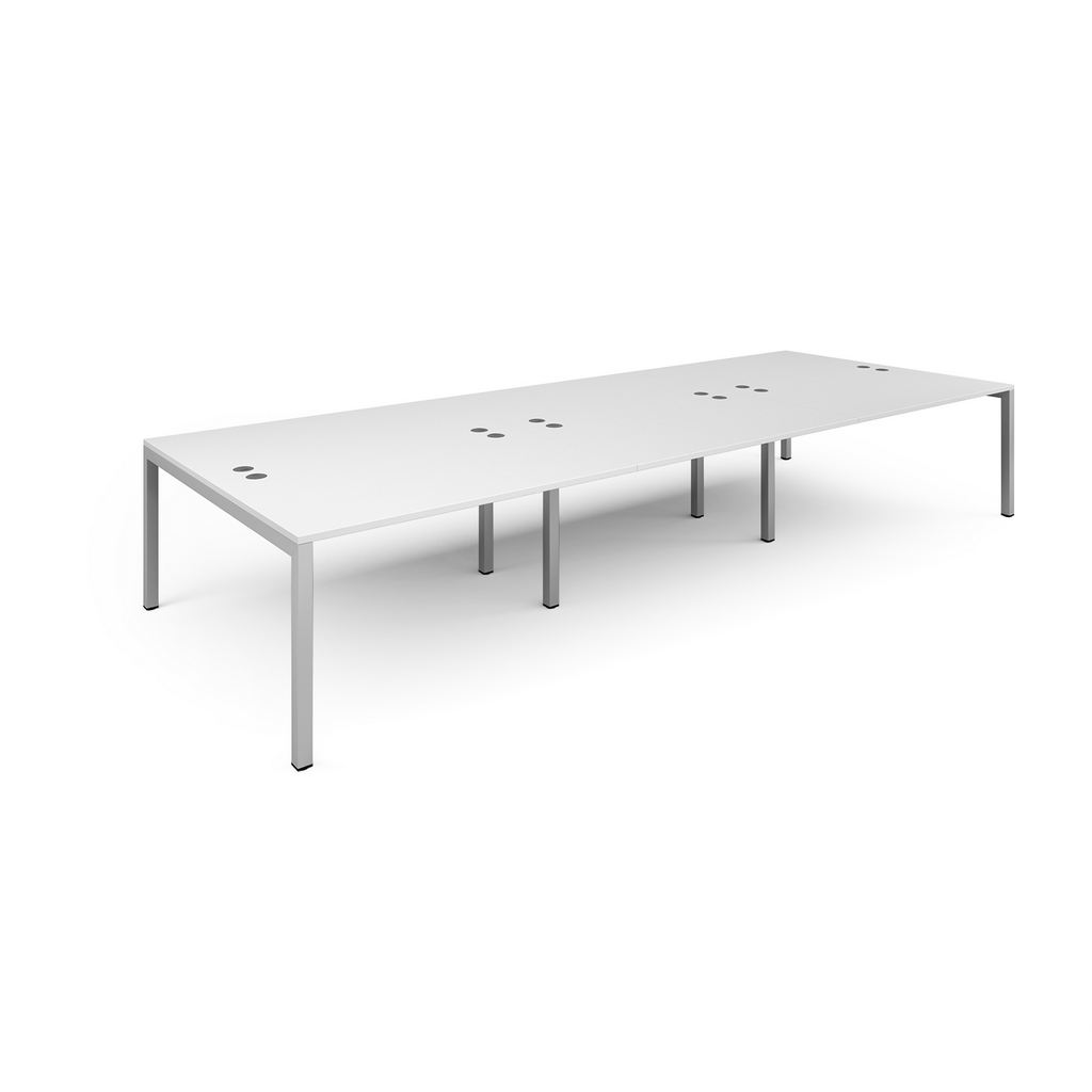 Picture of Connex triple back to back desks 4200mm x 1600mm - silver frame, white top