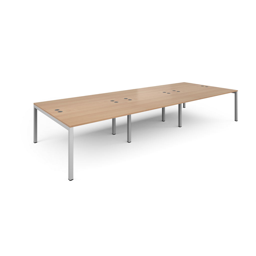 Picture of Connex triple back to back desks 4200mm x 1600mm - white frame, beech top