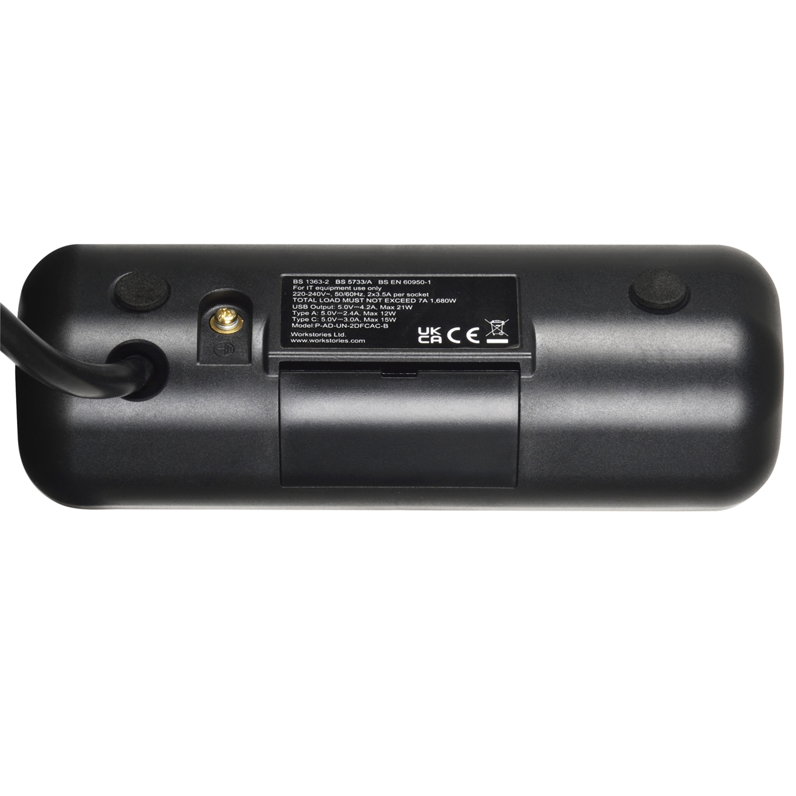 Picture of Comet 100W desk top module 2 x UK sockets, USB a&C fast charge (100W) transformer - black