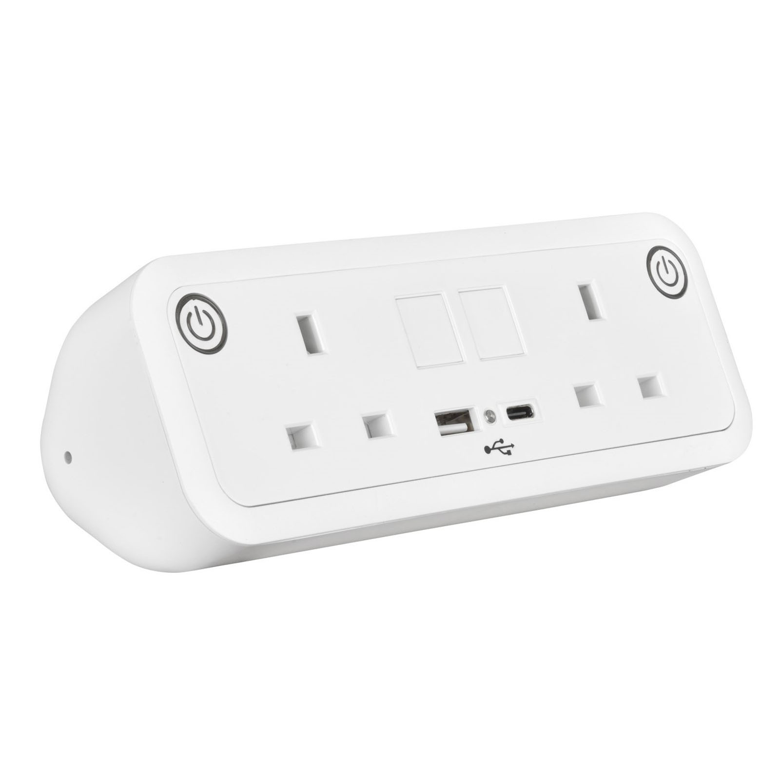 Picture of Comet 100W desk top module 2 x UK sockets, USB a&C fast charge (100W) transformer - white
