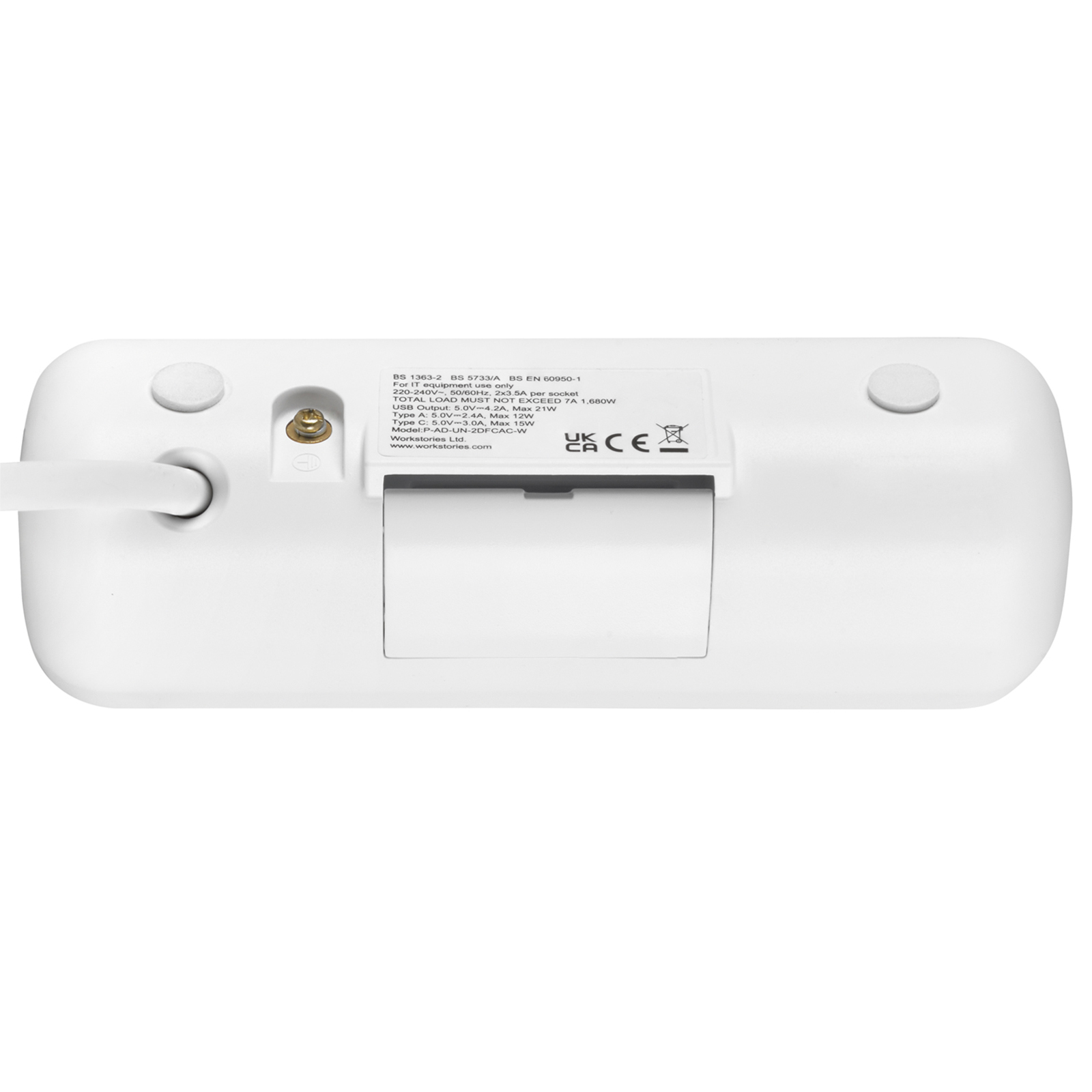 Picture of Comet 100W desk top module 2 x UK sockets, USB a&C fast charge (100W) transformer - white