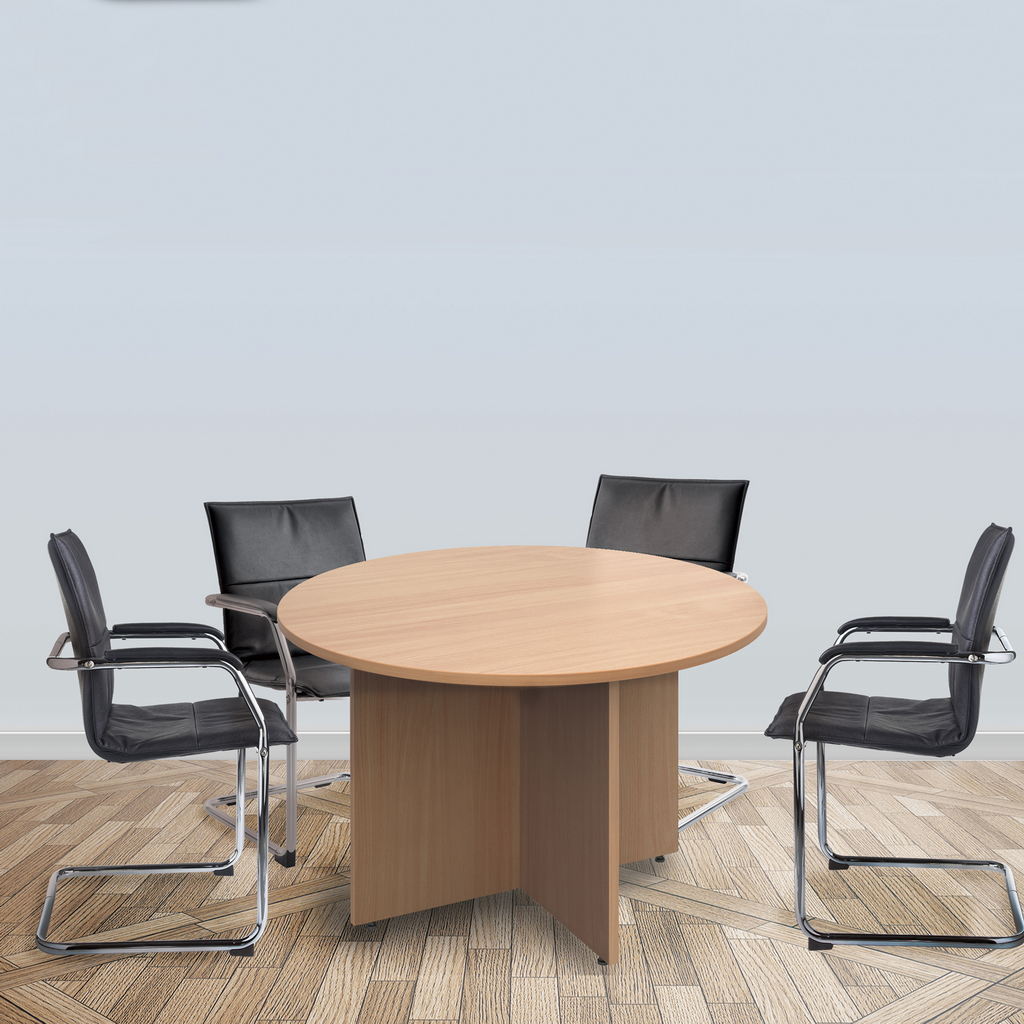 Picture of Arrow head leg circular meeting table 1200mm - oak