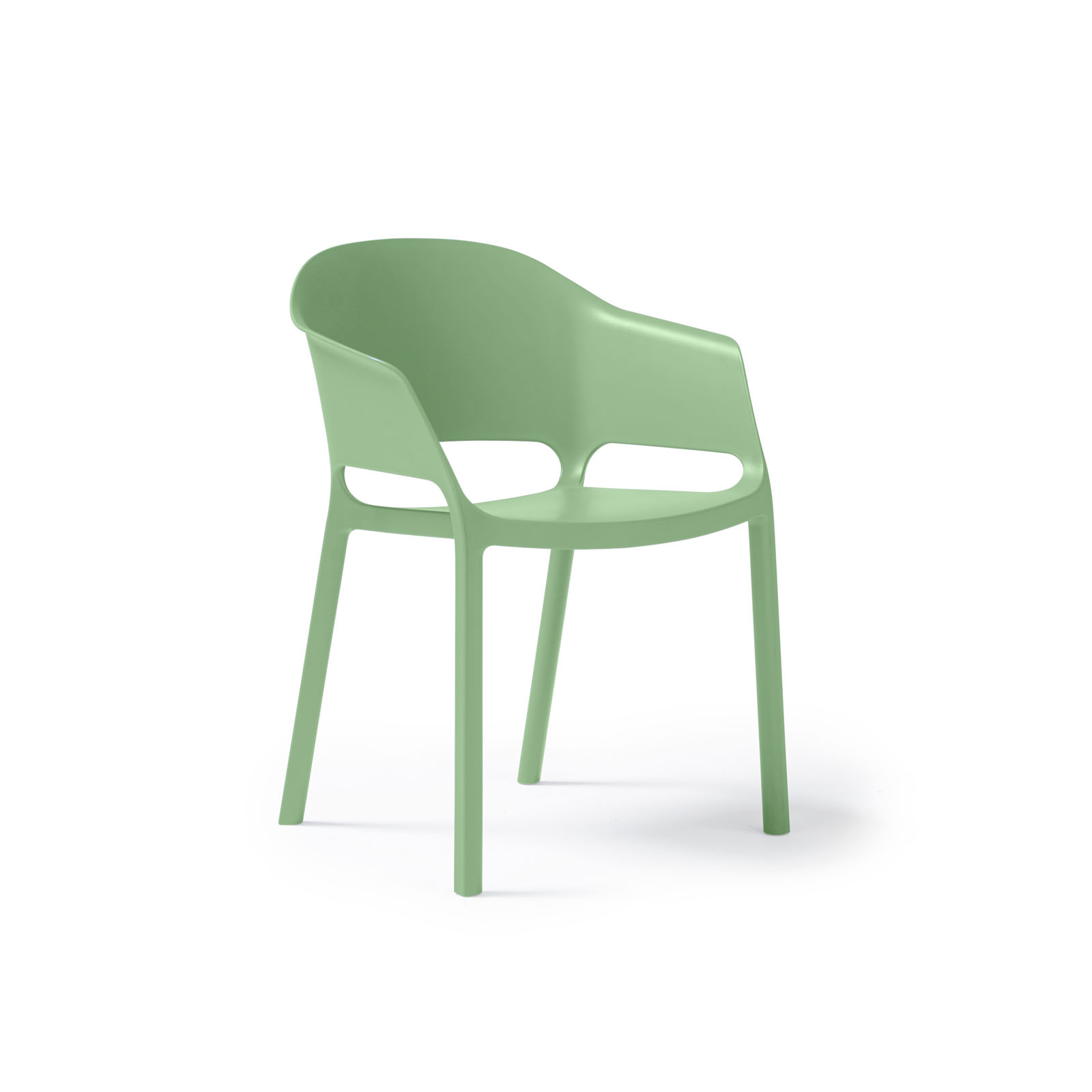 Picture of Contra one piece polypropylene chair with integrated arms in green