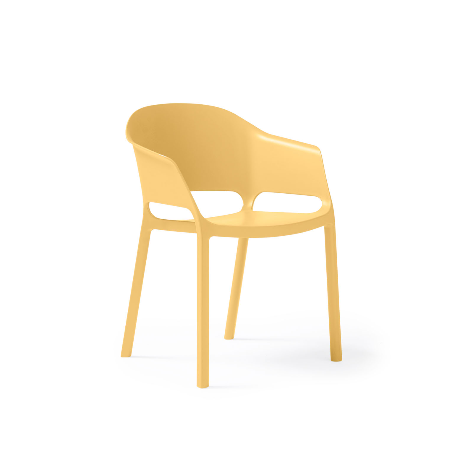 Picture of Contra one piece polypropylene chair with integrated arms in yellow
