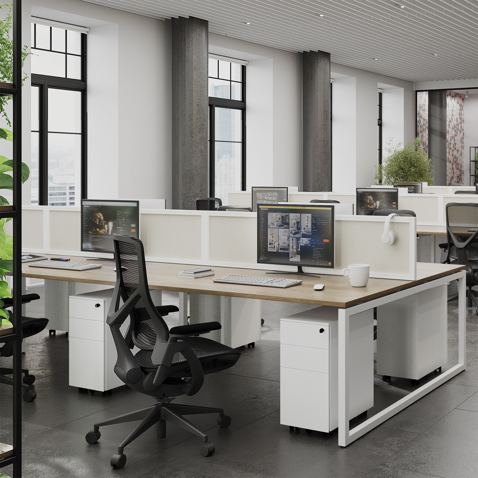 Picture of Connex Plus O Frame 1200 x 800 x 725mm Single Desk - Silver Frame / Beech Top