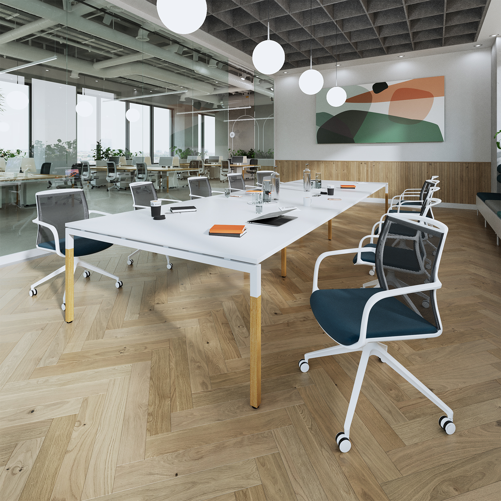 Picture of Connex Plus Goal-Post Wooden 1600 x 1600 x 725mm Back to Back Add On Bay with cut out- White Frame / White Top