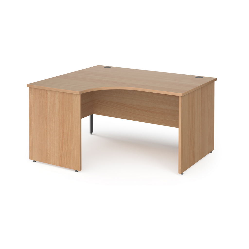 Picture of Contract 25 left hand ergonomic desk with panel ends and graphite corner leg 1400mm - beech