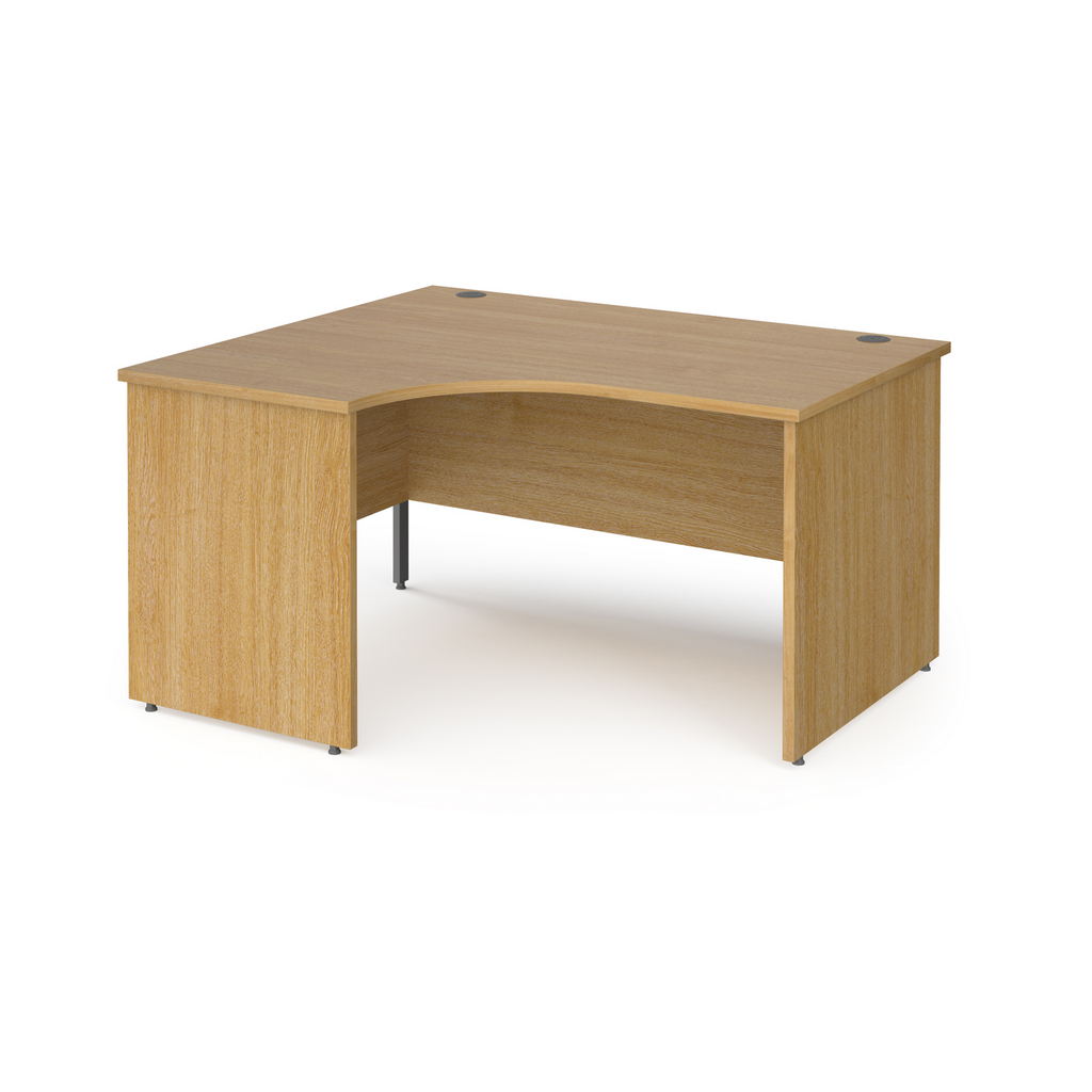 Picture of Contract 25 left hand ergonomic desk with panel ends and graphite corner leg 1400mm - oak