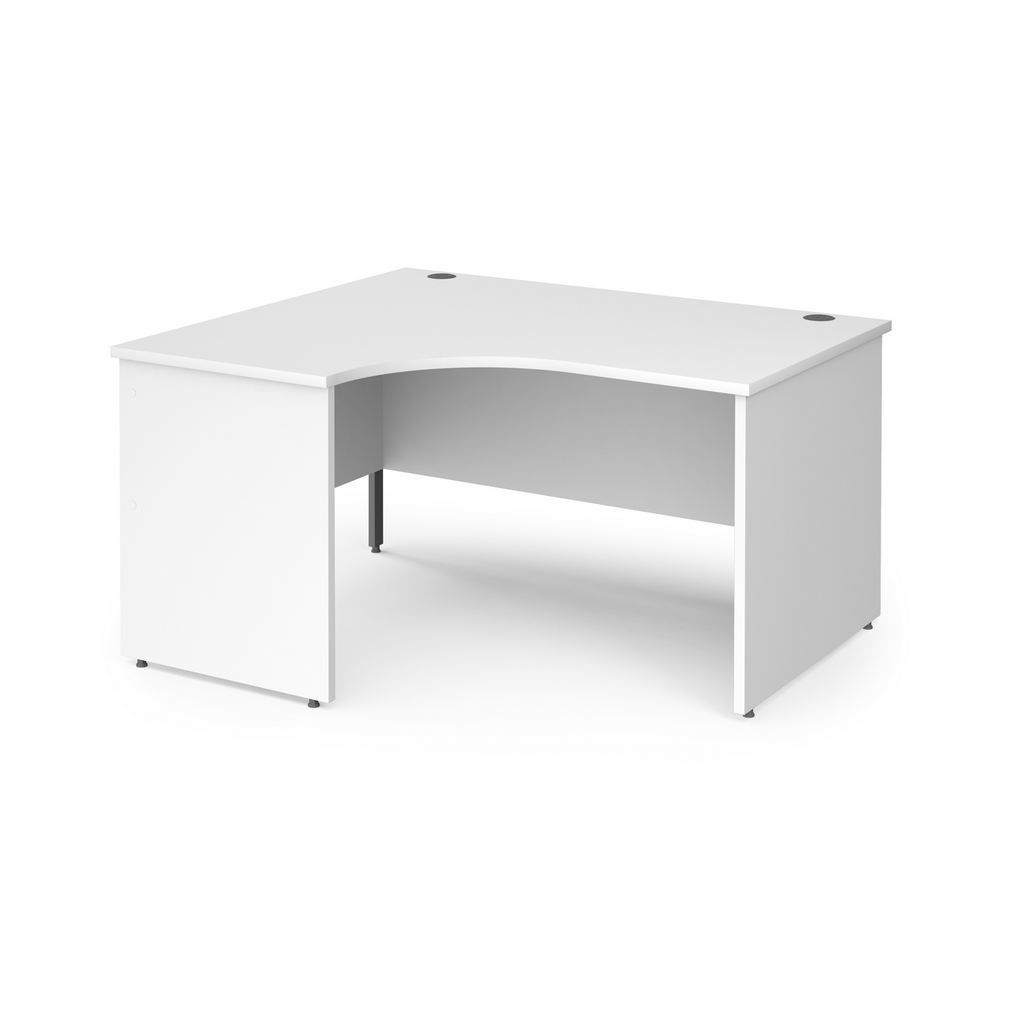 Picture of Contract 25 left hand ergonomic desk with panel ends and graphite corner leg 1400mm - white