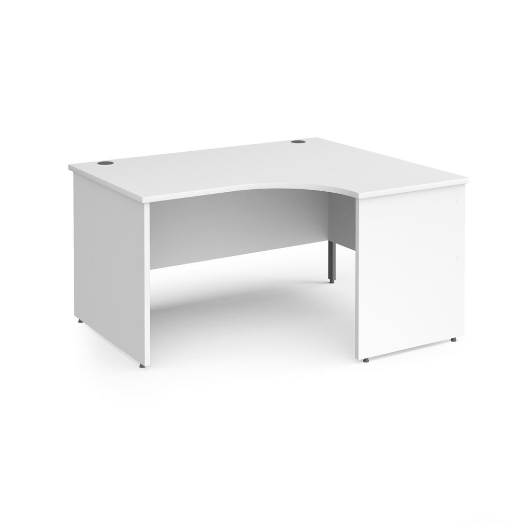 Picture of Contract 25 right hand ergonomic desk with panel ends and graphite corner leg 1400mm - white