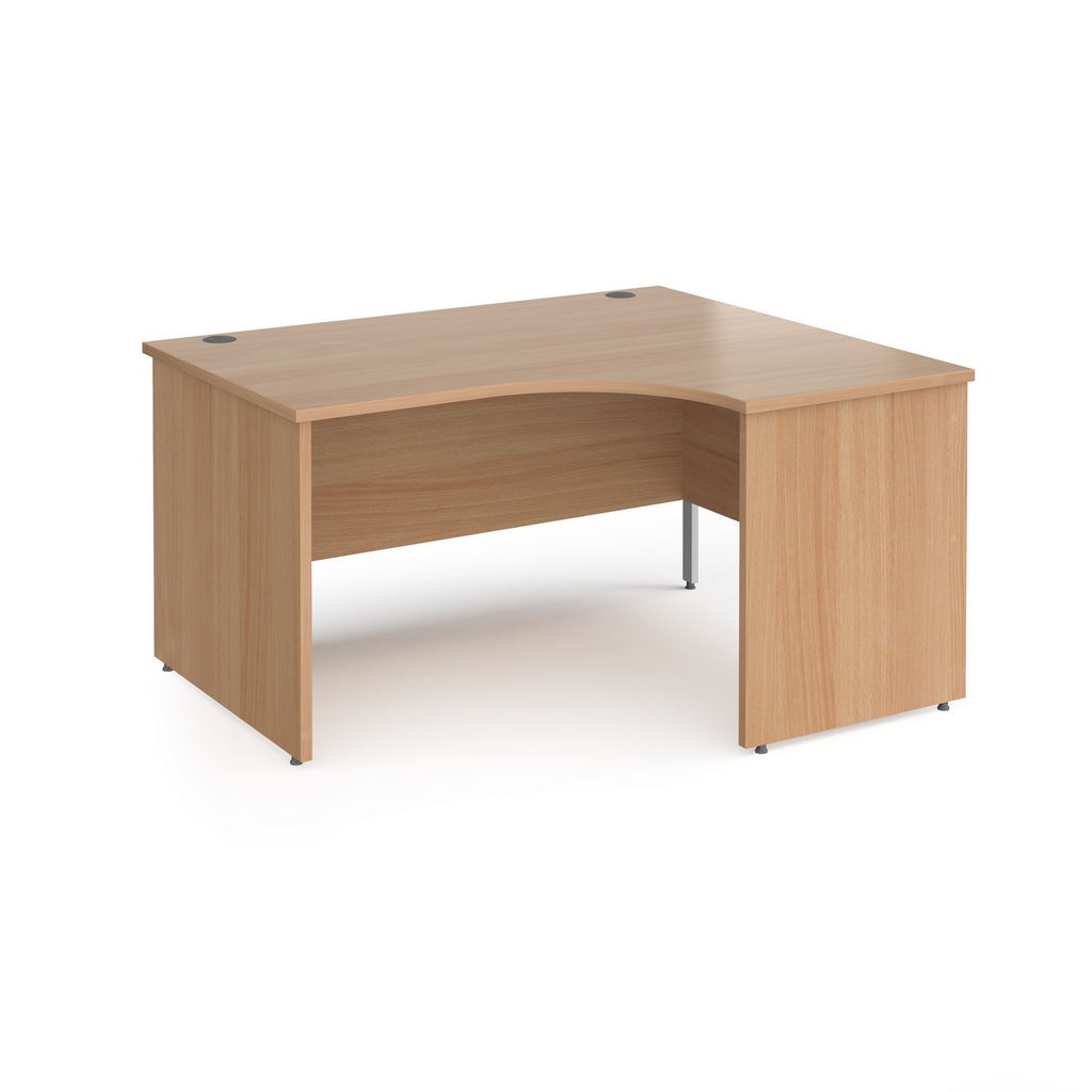 Picture of Contract 25 right hand ergonomic desk with panel ends and silver corner leg 1400mm - beech