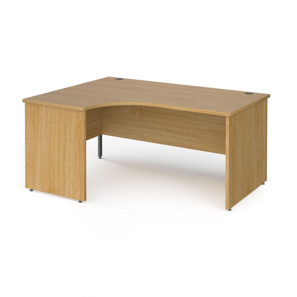 Picture of Contract 25 left hand ergonomic desk with panel ends and graphite corner leg 1600mm - oak