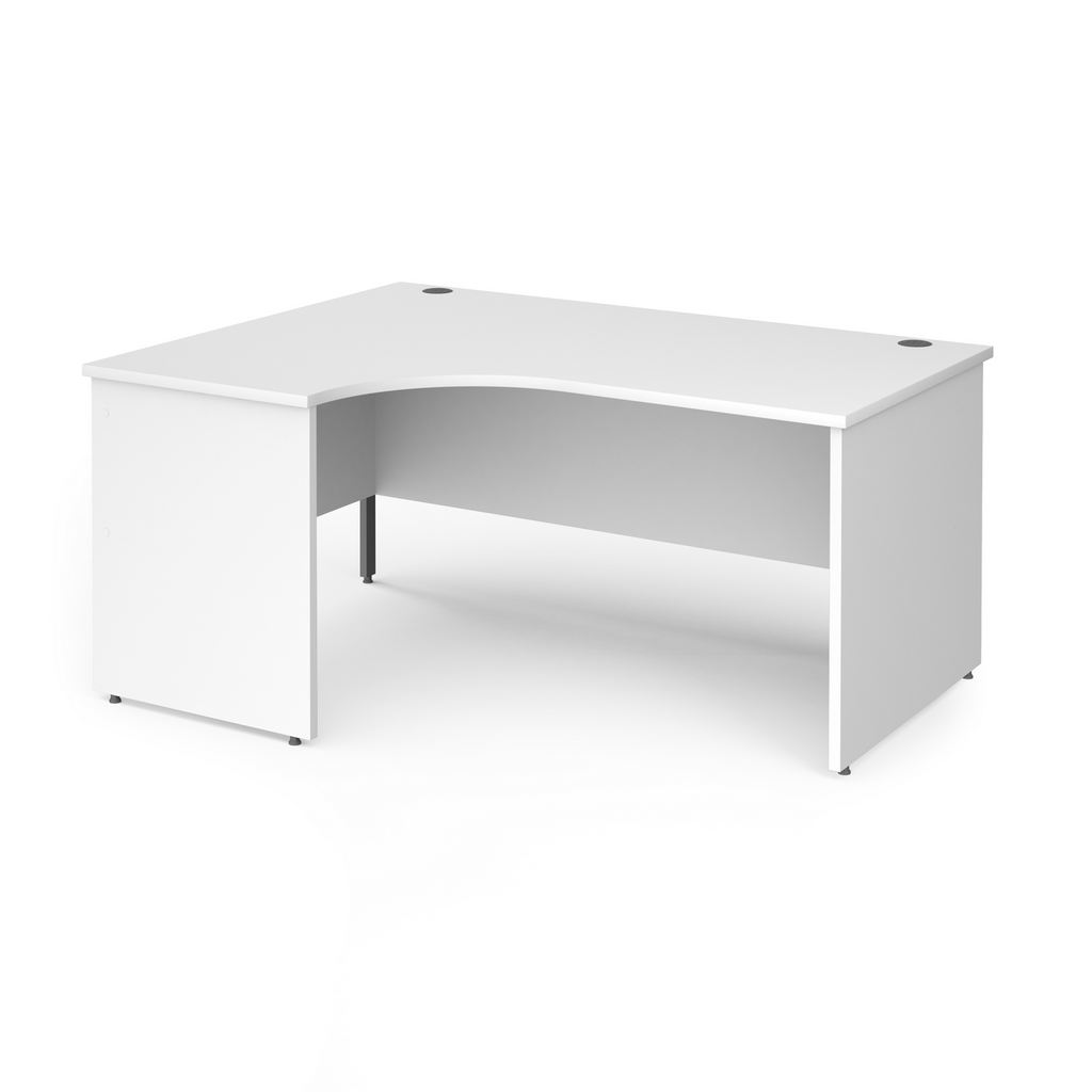 Picture of Contract 25 left hand ergonomic desk with panel ends and graphite corner leg 1600mm - white