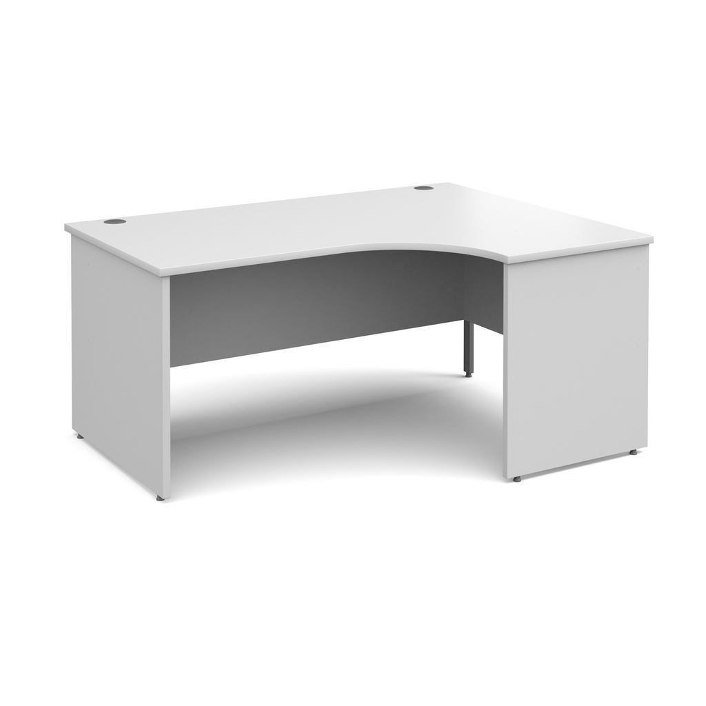 Picture of Contract 25 right hand ergonomic desk with panel ends and graphite corner leg 1600mm - white