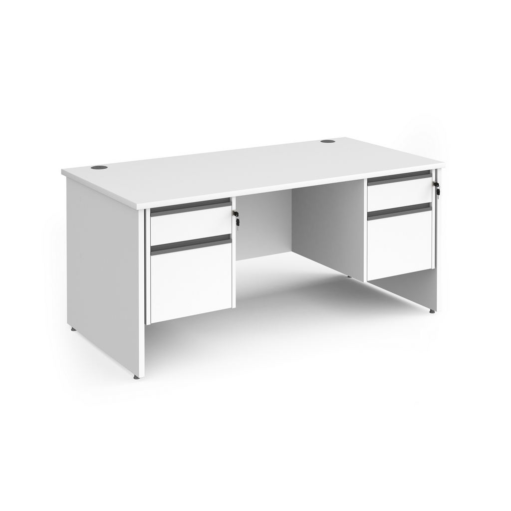 Picture of Contract 25 straight desk with 2 and 2 drawer graphite pedestals and panel leg 1600mm x 800mm - white