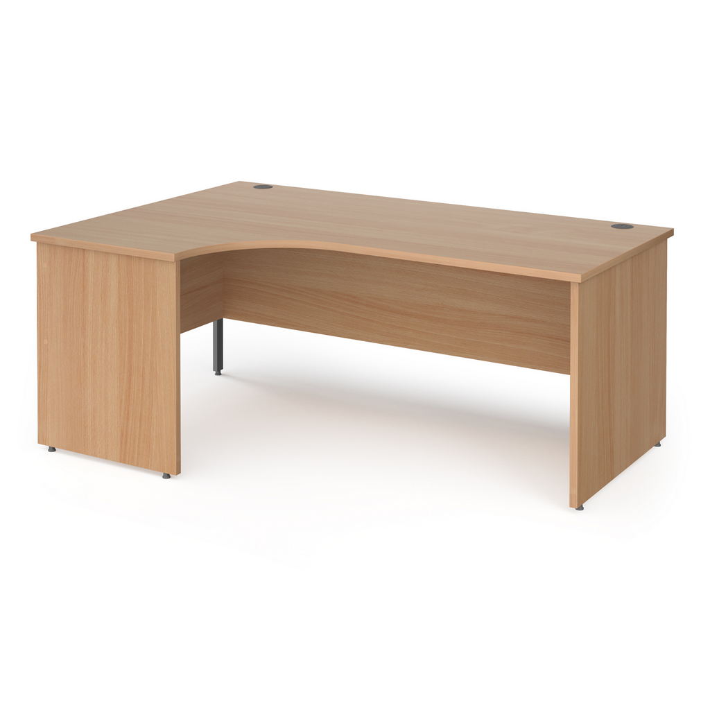 Picture of Contract 25 left hand ergonomic desk with panel ends and graphite corner leg 1800mm - beech