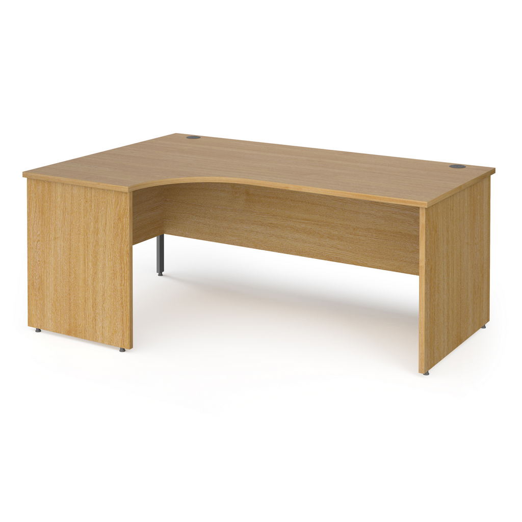 Picture of Contract 25 left hand ergonomic desk with panel ends and graphite corner leg 1800mm - oak