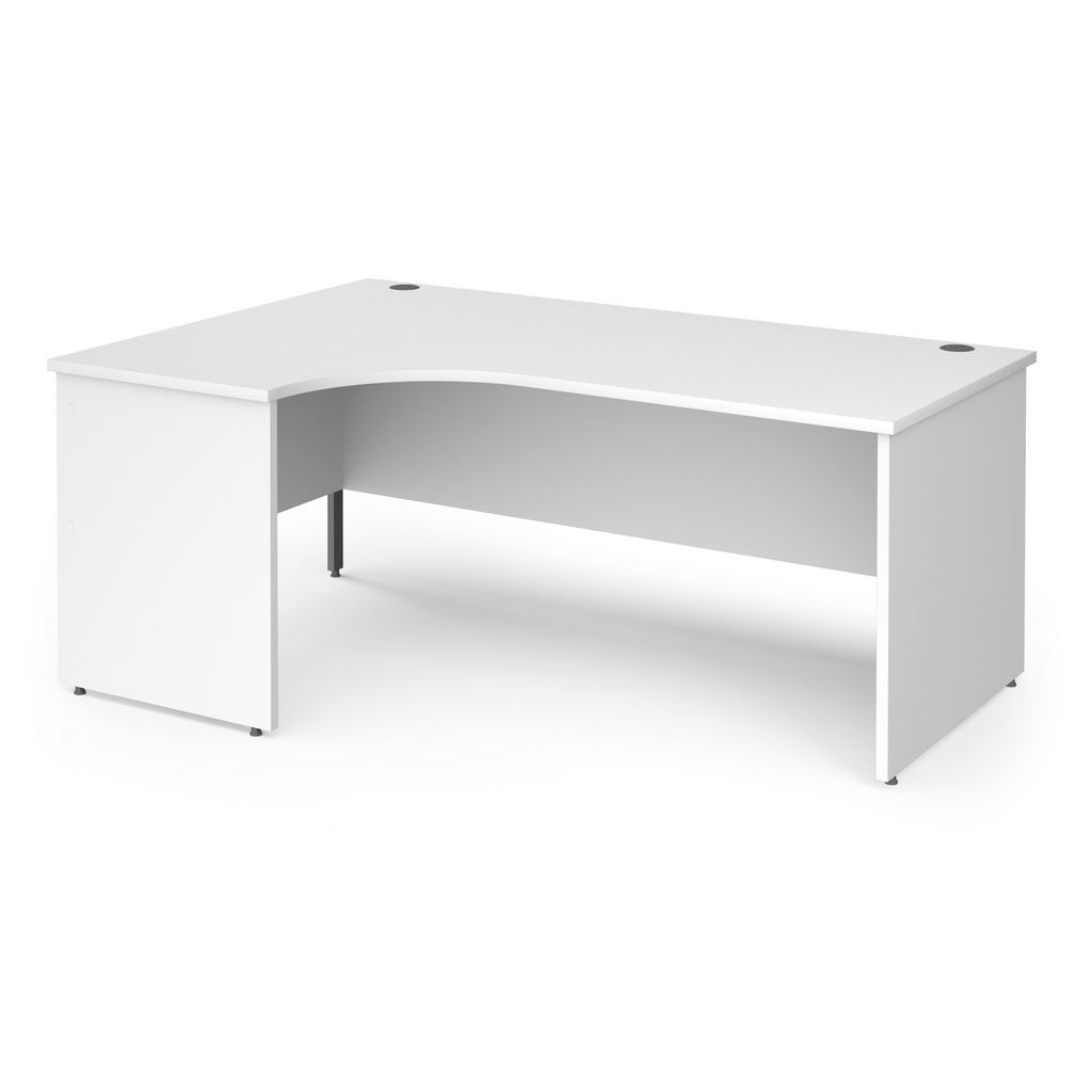 Picture of Contract 25 left hand ergonomic desk with panel ends and graphite corner leg 1800mm - white