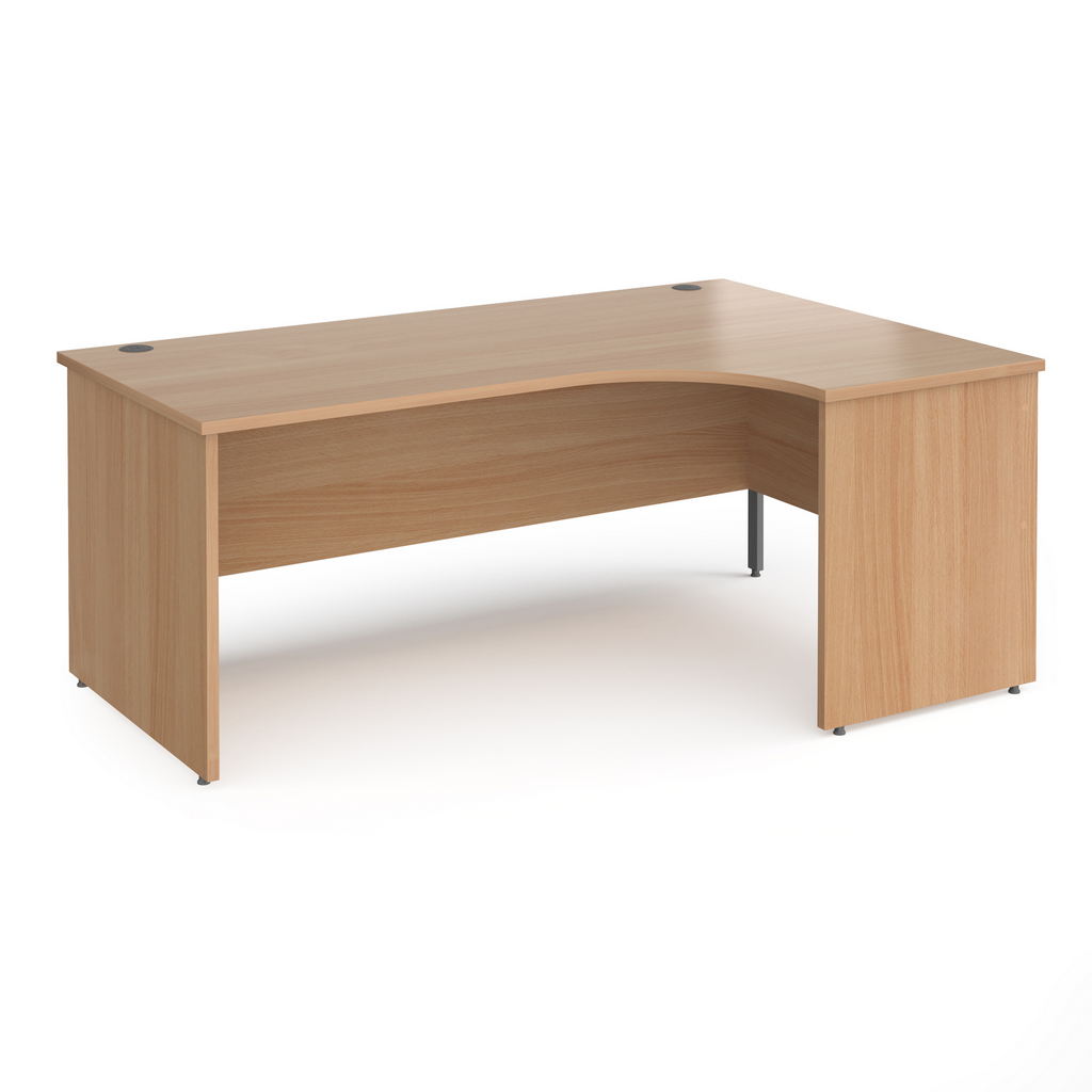 Picture of Contract 25 right hand ergonomic desk with panel ends and graphite corner leg 1800mm - beech