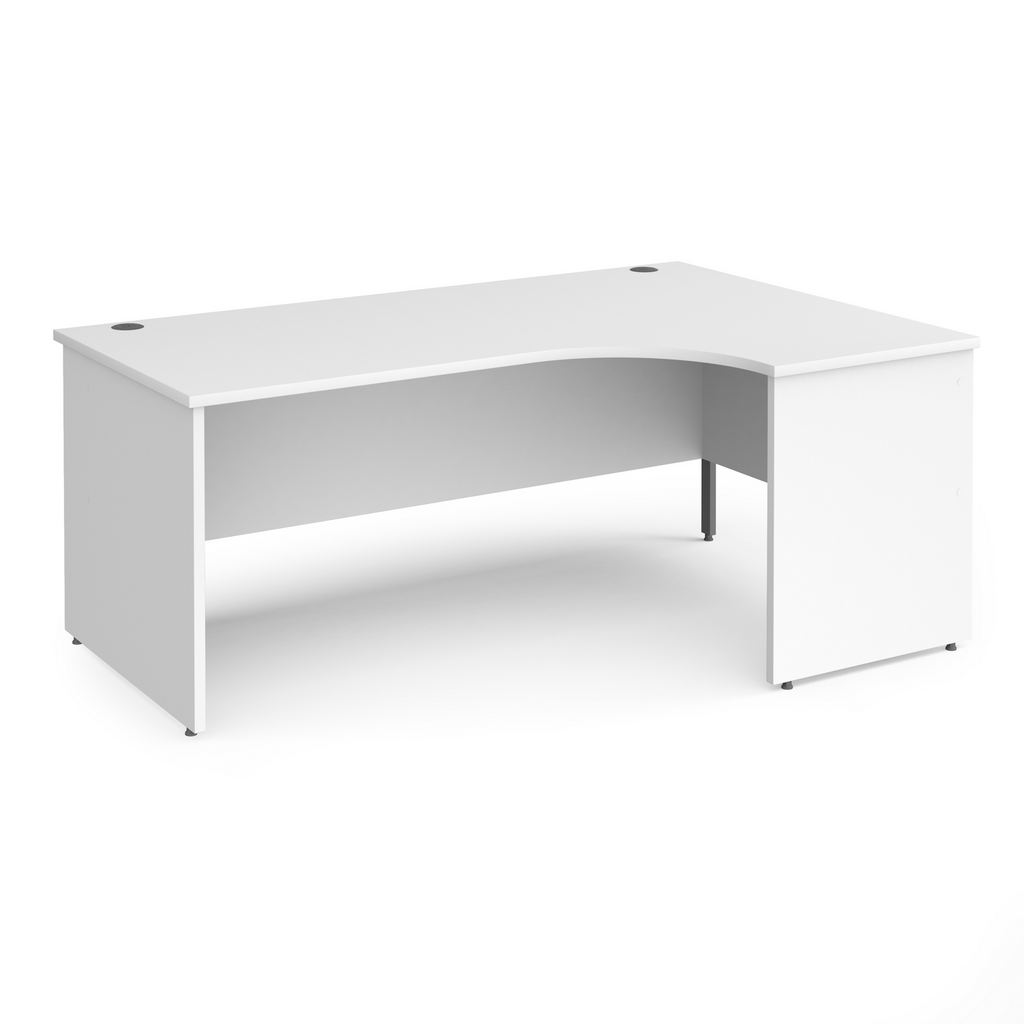 Picture of Contract 25 right hand ergonomic desk with panel ends and graphite corner leg 1800mm - white