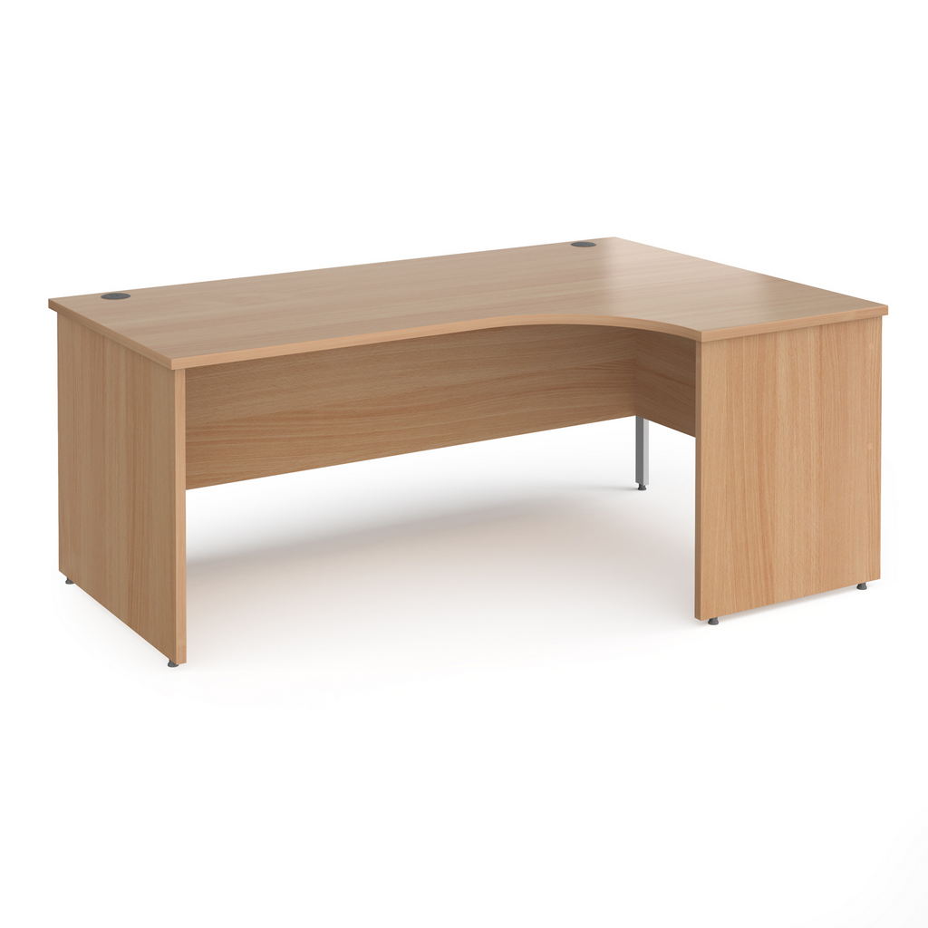 Picture of Contract 25 right hand ergonomic desk with panel ends and silver corner leg 1800mm - beech