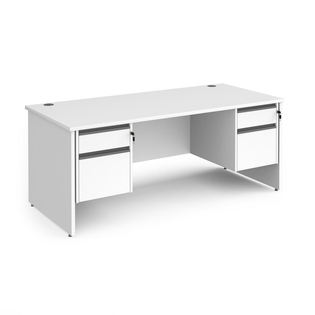 Picture of Contract 25 straight desk with 2 and 2 drawer graphite pedestals and panel leg 1800mm x 800mm - white