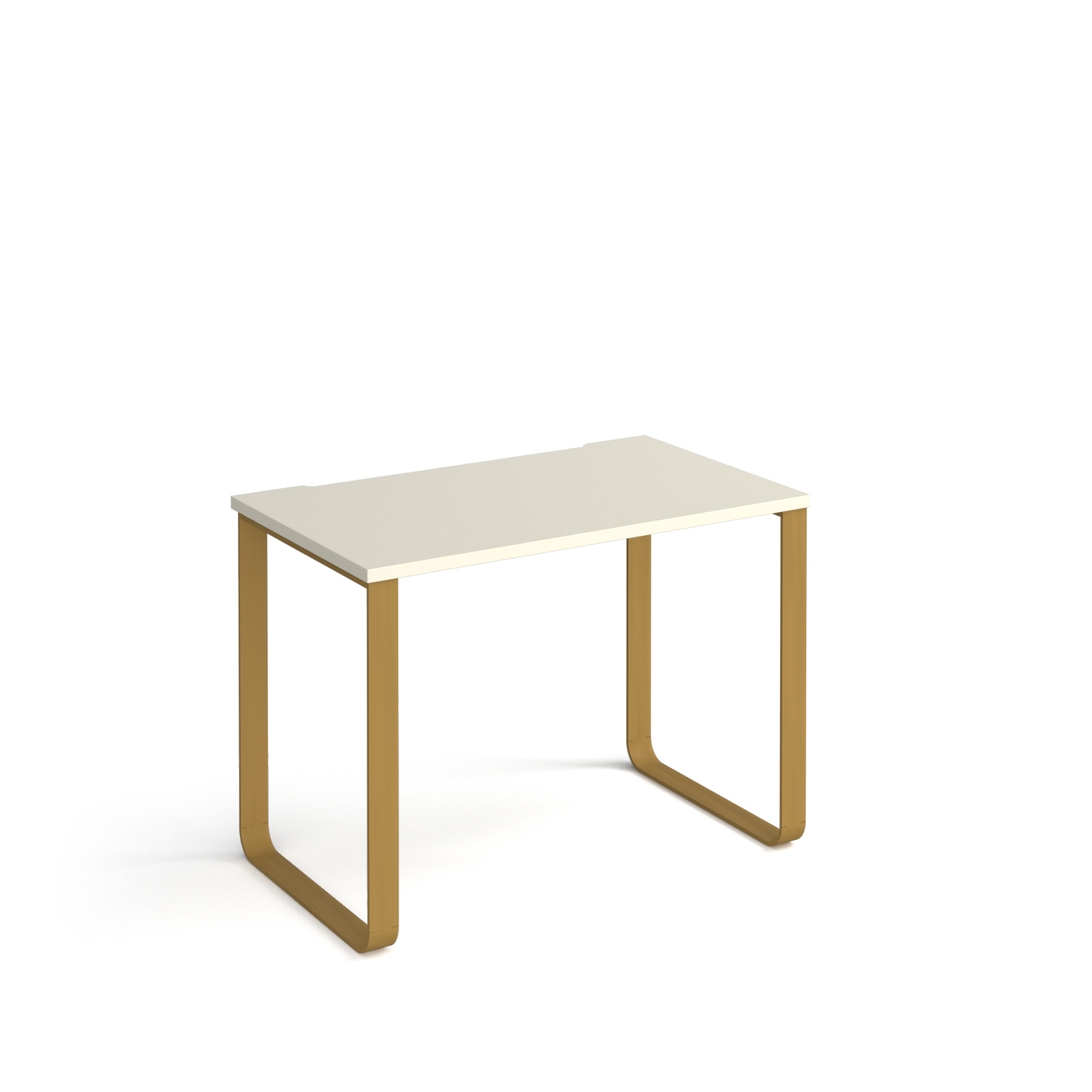Picture of Cairo straight desk 1000mm x 600mm with sleigh frame legs - brass frame, White Top