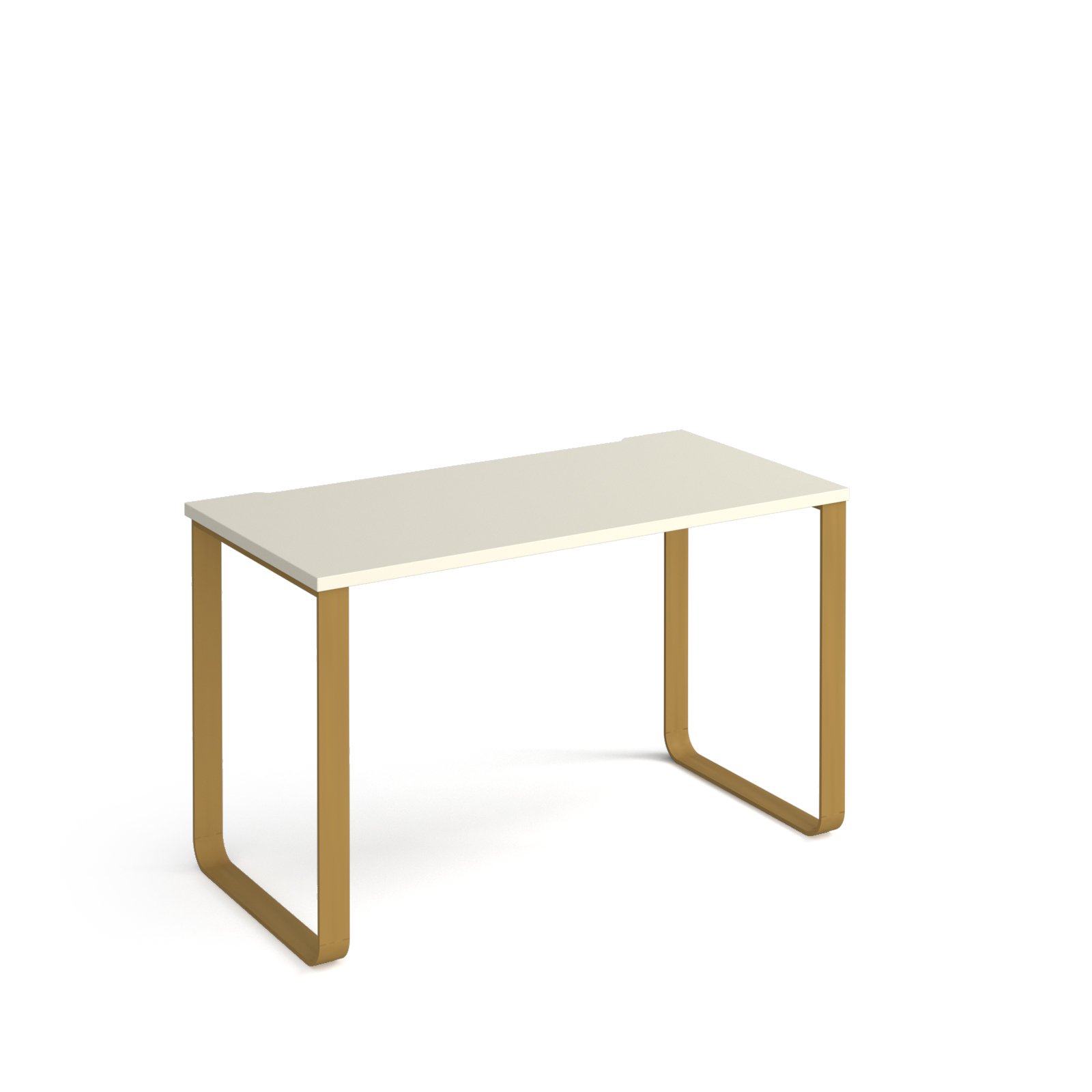 Picture of Cairo straight desk 1200mm x 600mm with sleigh frame legs - brass frame, White Top