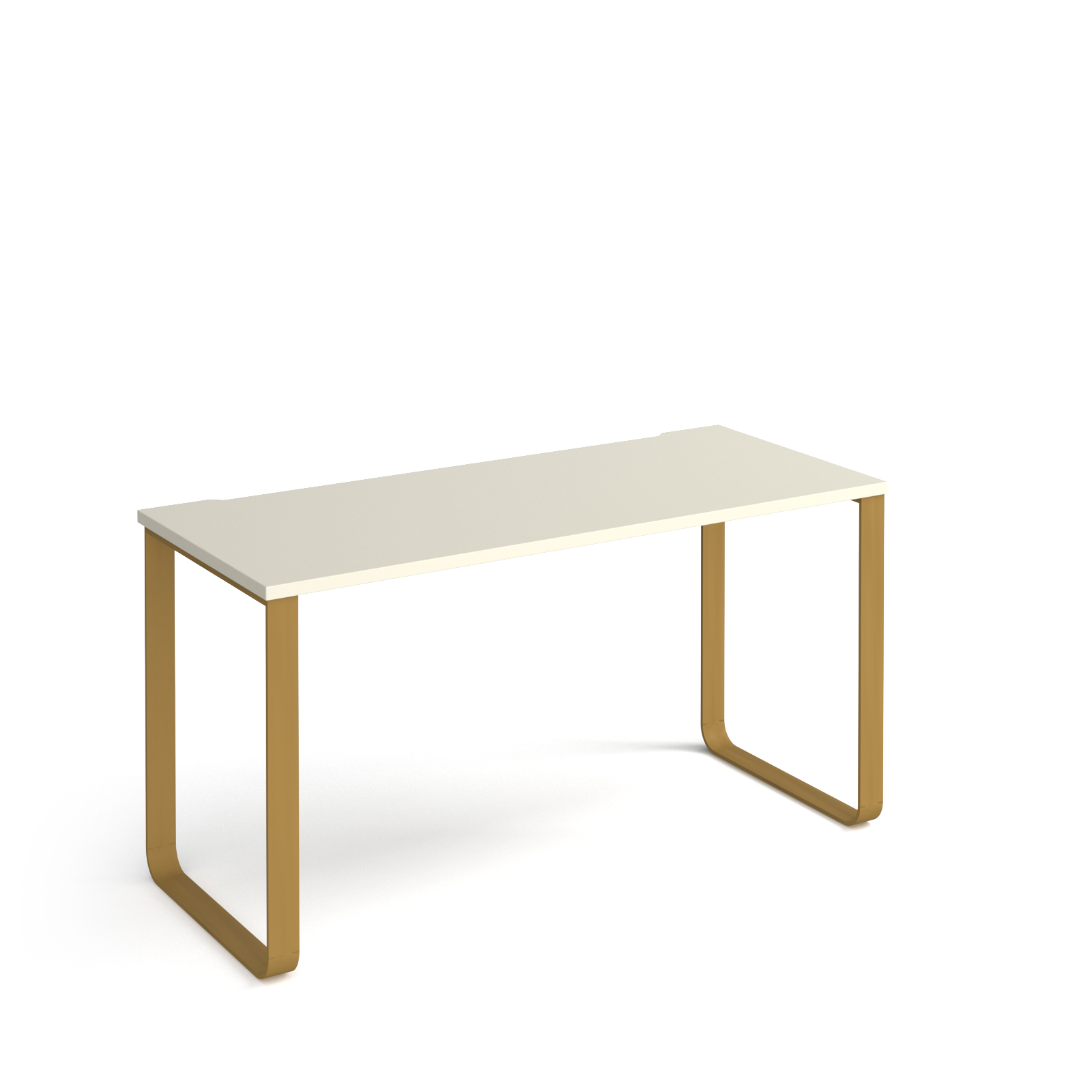 Picture of Cairo straight desk 1400mm x 600mm with sleigh frame legs - brass frame, White Top