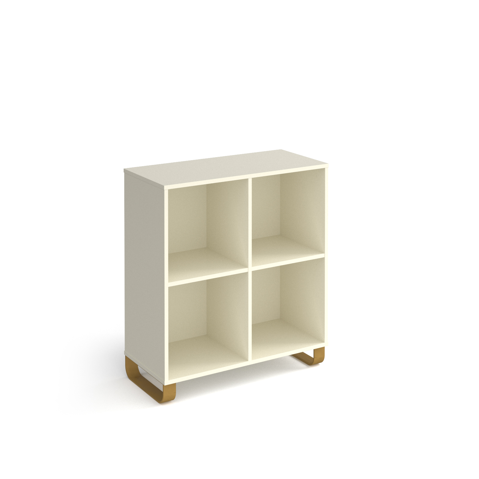 Picture of Cairo cube storage unit 950mm high with 4 open boxes and sleigh frame legs - white