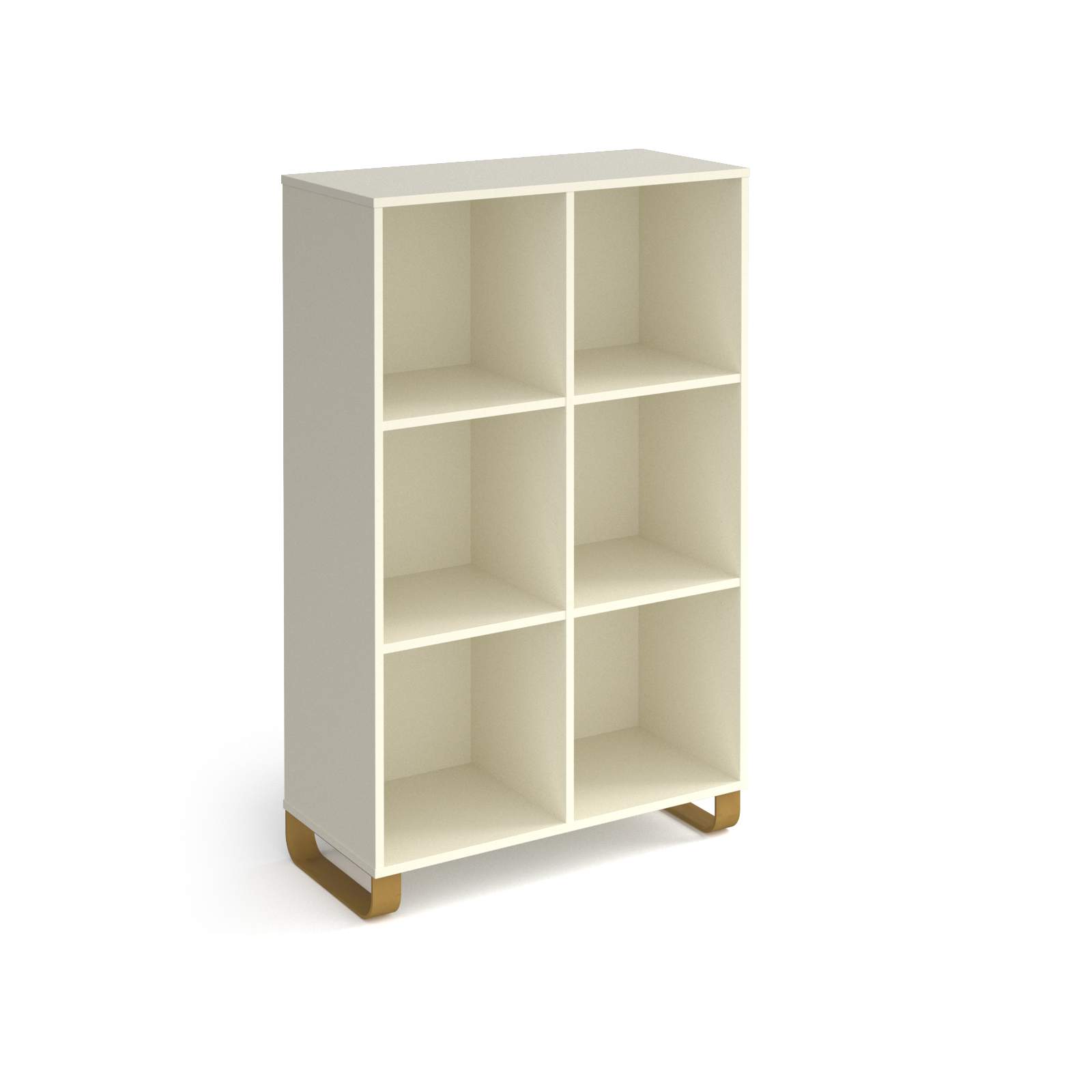 Picture of Cairo cube storage unit 1370mm high with 6 open boxes and sleigh frame legs - white