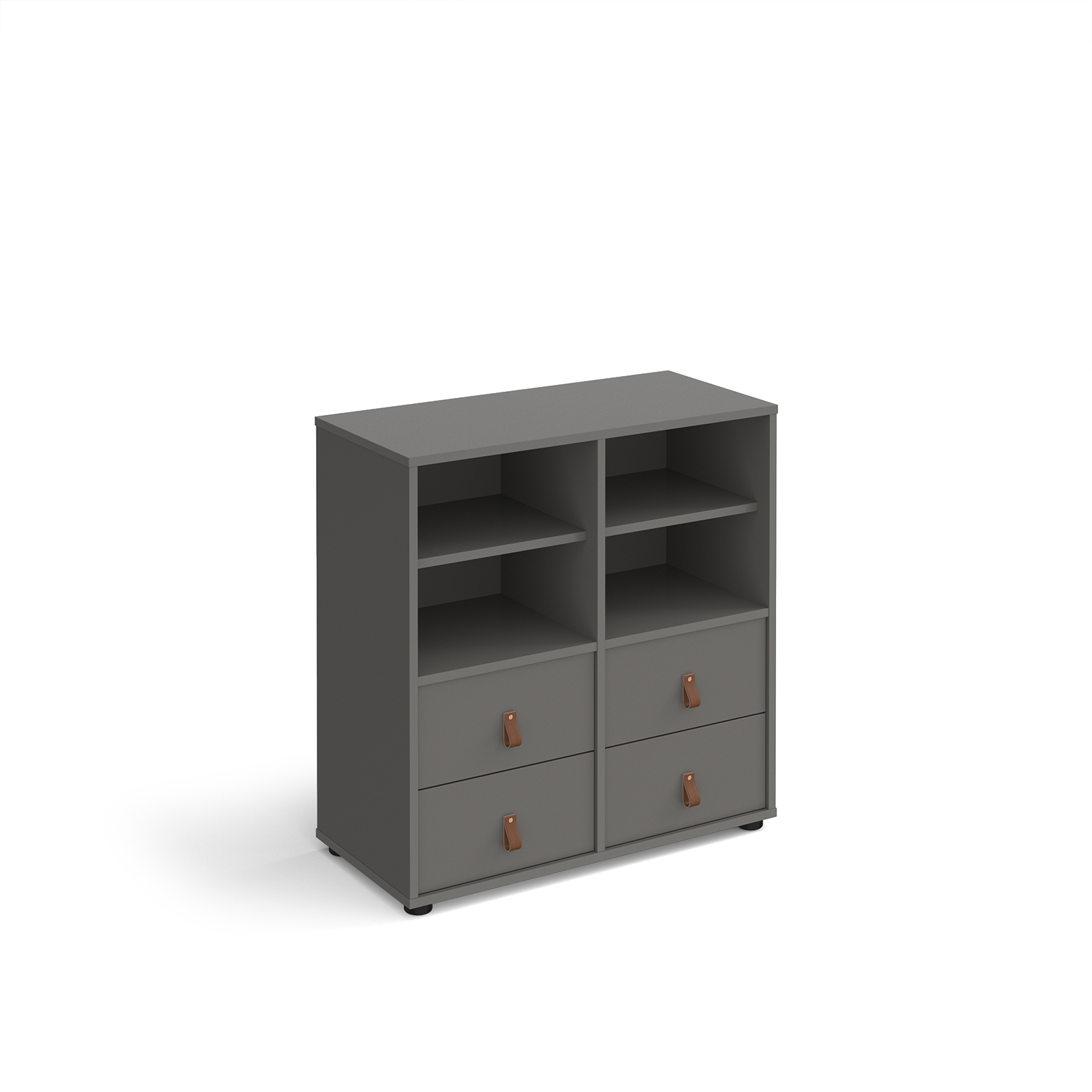 Picture of Universal cube storage unit 875mm high on glides with 2 matching shelves and 2 sets of drawers - grey with grey inserts